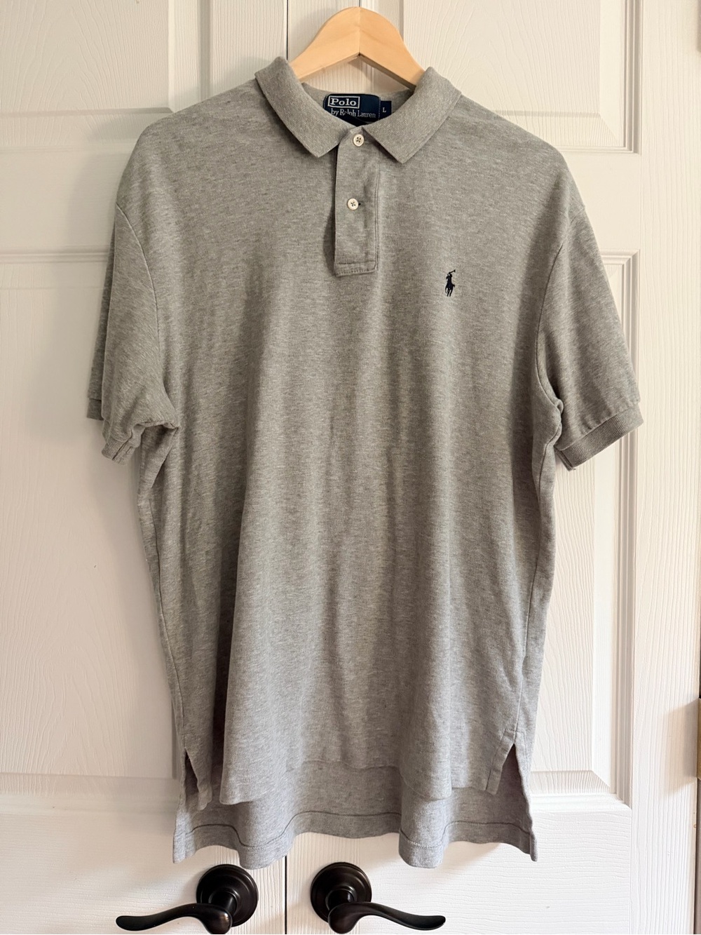 Vintage 90s Polo Ralph Lauren Gray Cotton Polo Shirt Men’s Large Sri Lanka